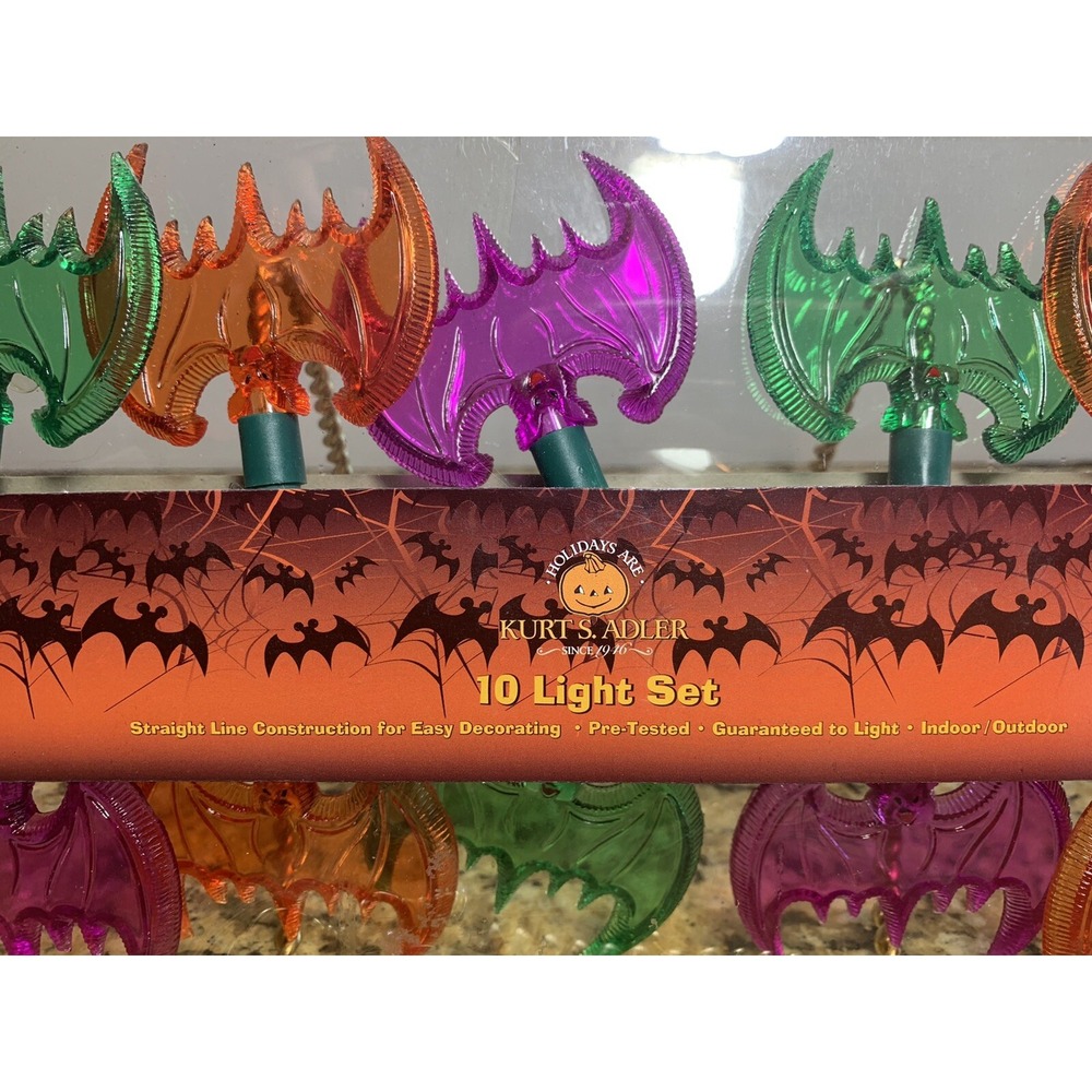 KURT ADLER 10L BATS Halloween String Light Set *NEW* ( 9 Sets AVAIL) Multicolor - Picture 3 of 4